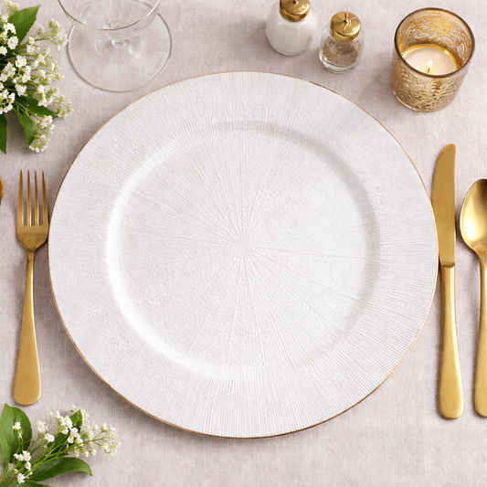White Starburst 13" Charger Plate