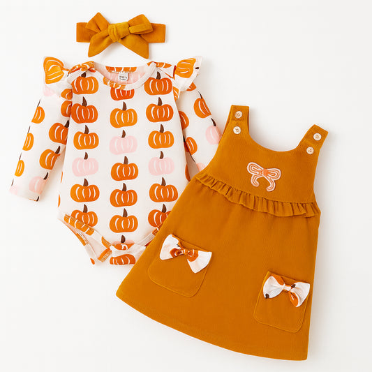 Pumpkin Harvest 3-Piece Baby Dress Outfit
