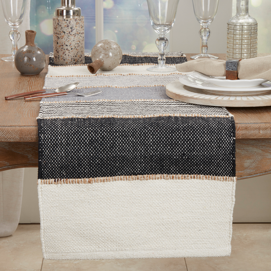 1158 - Grey Multi Stripe Cotton Table Runner
