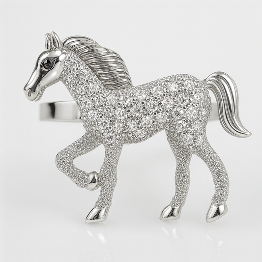 NR0086 - Silver Bejeweled Horse Napkin Ring – Equestrian Charm