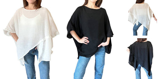 Asymmetrical Hem Boat Neck Loose Tunic