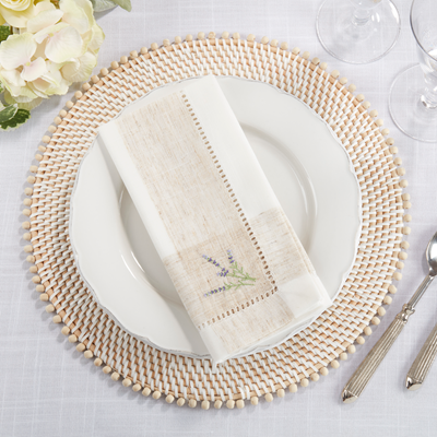 2234 - Embroidered Lavender Hemstitch 20" Cloth Napkin