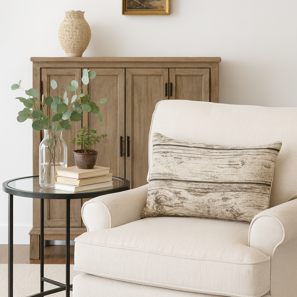 426 - Natural Printed Wood 13"X20" Throw Pillow