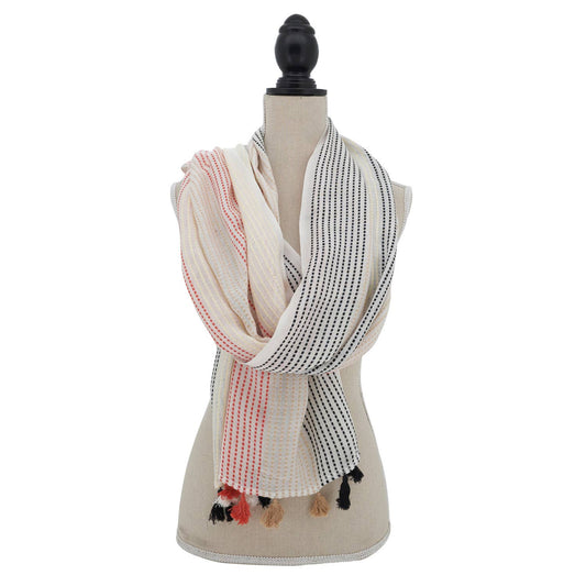 Striped Design Tassel Wrap Scarf