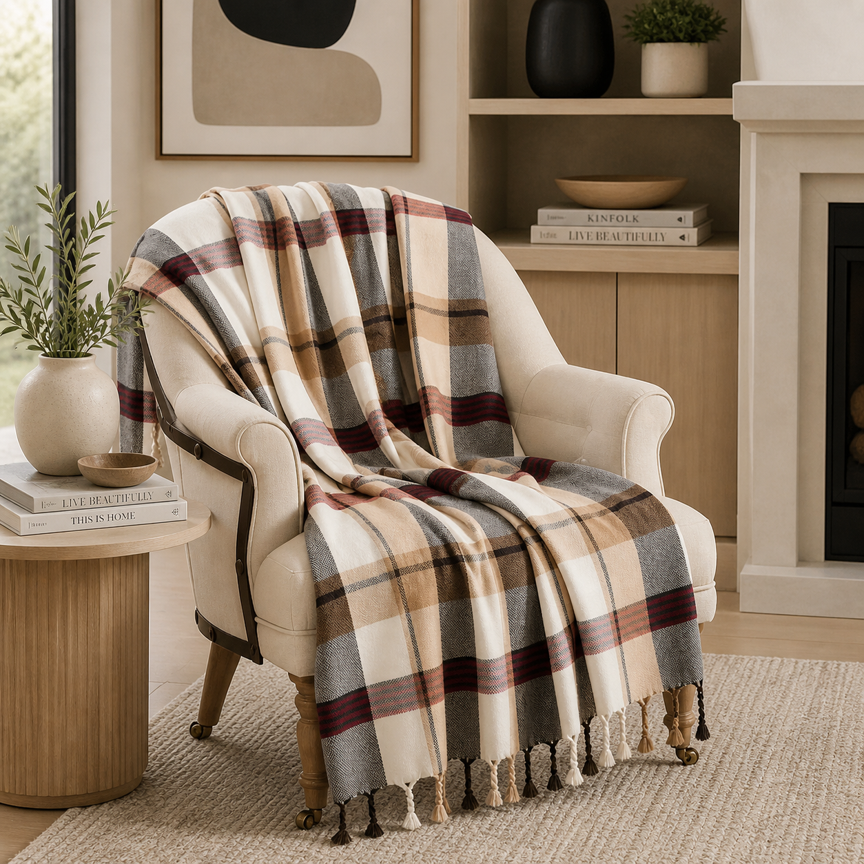 Classic Plaid Cotton 50x60 Inch Throw Blanket