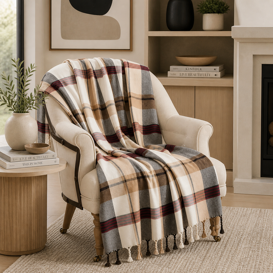 Classic Plaid Cotton 50x60 Inch Throw Blanket